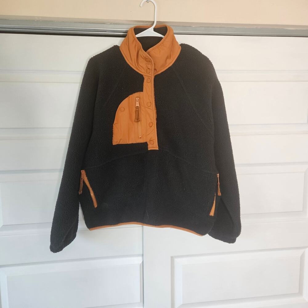 FP Movement Hit The Slopes Colorblock Fleece Pullover - Black/Orange - Size L